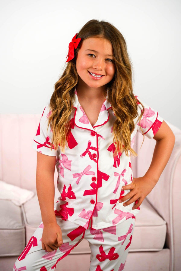 Mom & Me - Pink & Red Bow Pajamas