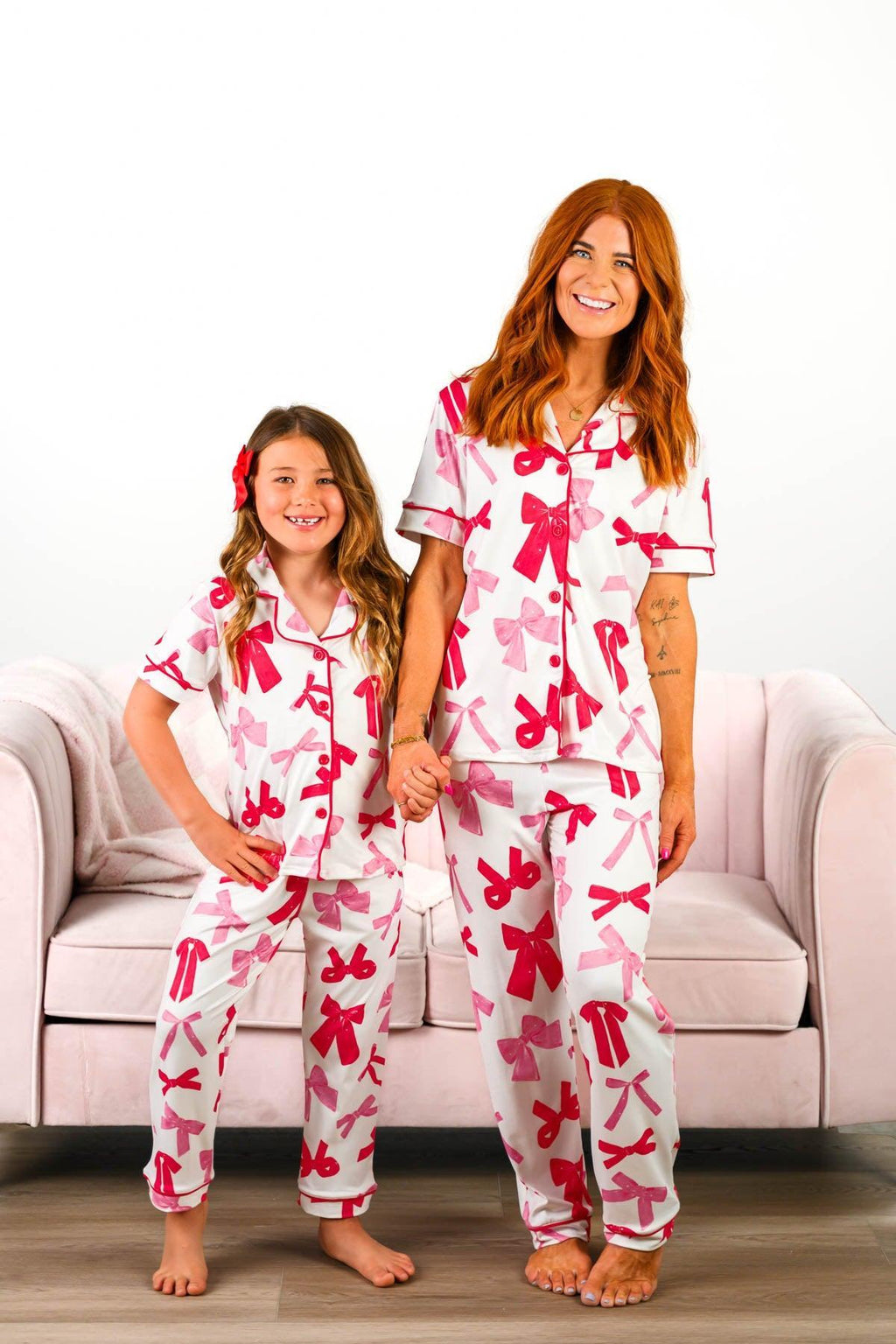 Mom & Me - Pink & Red Bow Pajamas