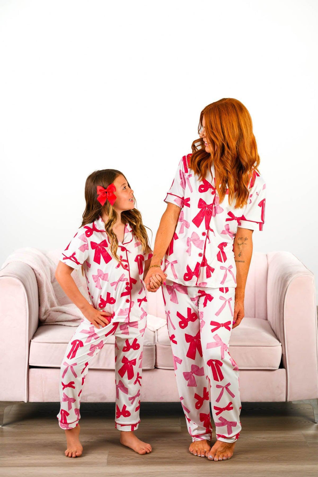 Mom & Me - Pink & Red Bow Pajamas