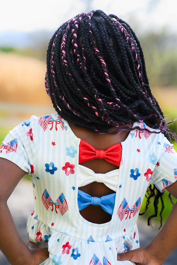 American Flag & Flowers Stripe Dress | Sparkle in Pink