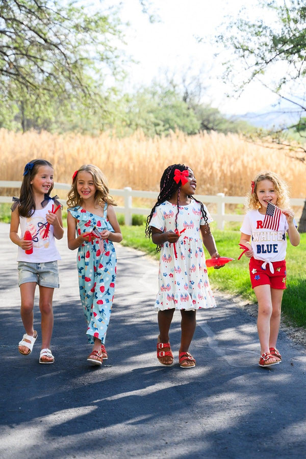 "Red, White, Blue" Red Denim Short Set | Sparkle in Pink