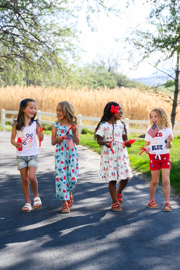 American Flag & Flowers Stripe Dress | Sparkle in Pink
