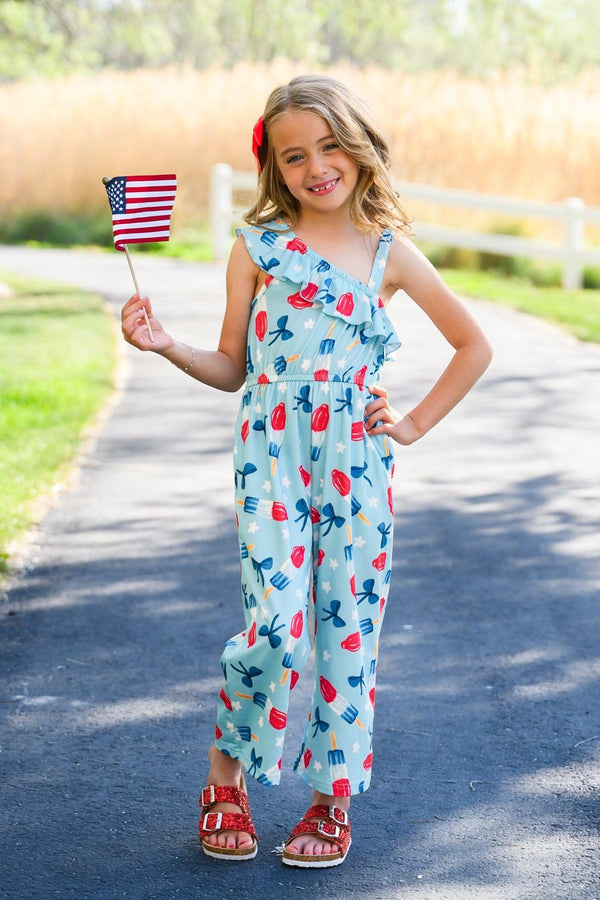 Blue Popsicle & Bows Jumpsuit | Sparkle in Pink