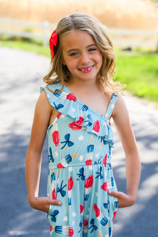 Blue Popsicle & Bows Jumpsuit | Sparkle in Pink