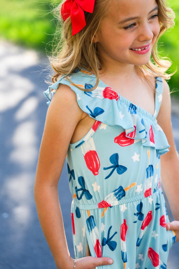 Blue Popsicle & Bows Jumpsuit | Sparkle in Pink