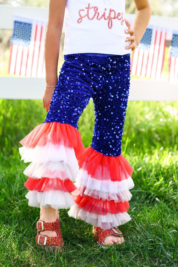 "Stars & Stripes" Sequin Bell Bottom Set | Sparkle in Pink