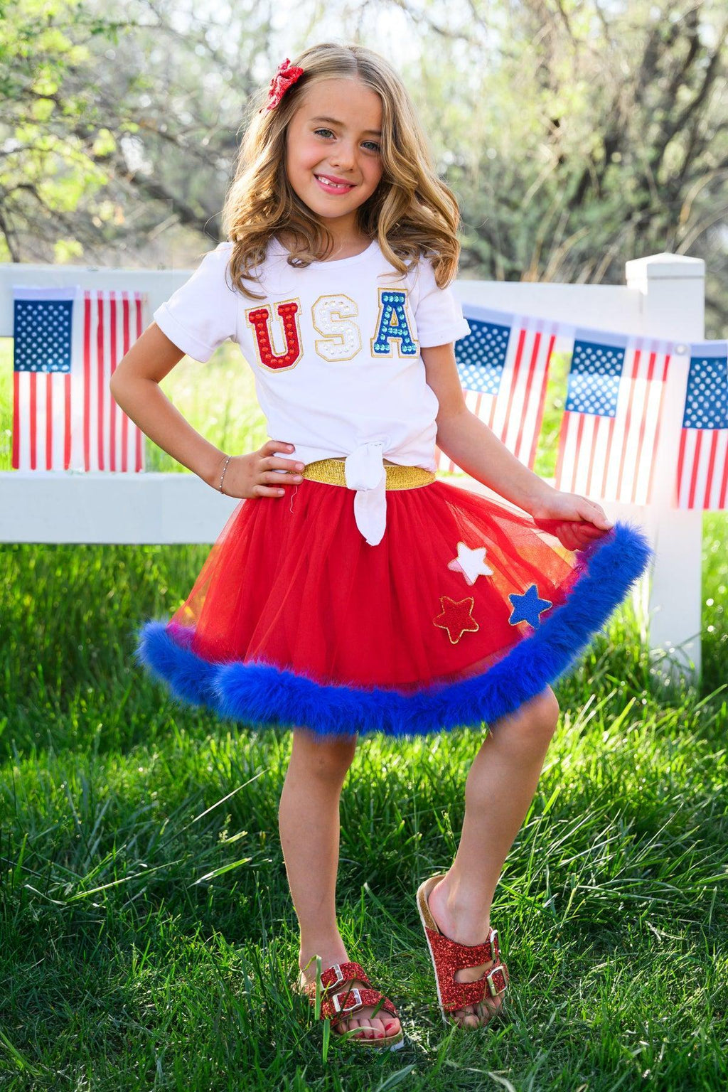 "USA" Tutu Skirt Set | Sparkle in Pink