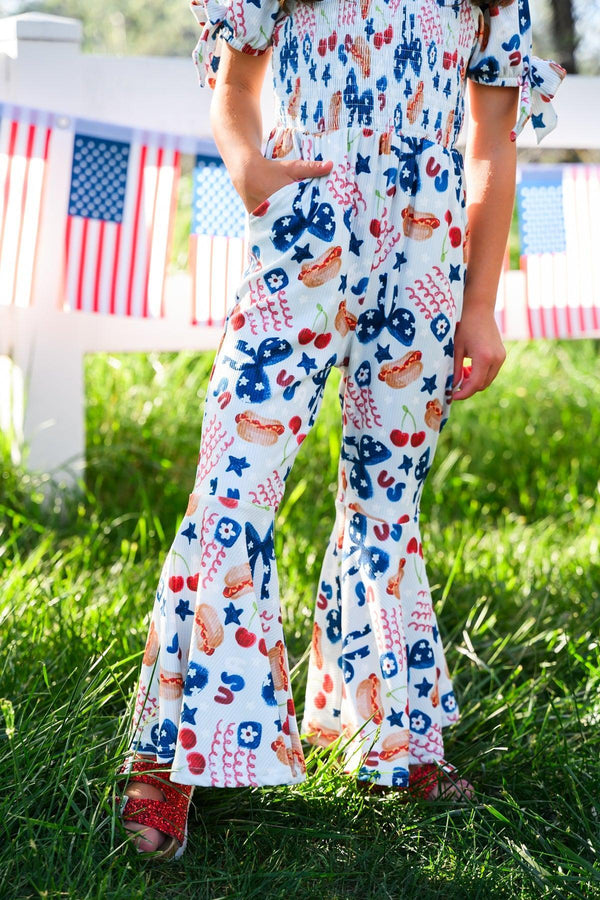 USA Bell Bottom Jumpsuit | Sparkle in Pink