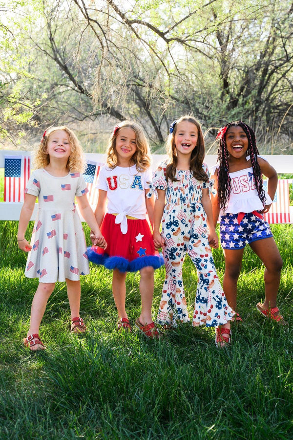 USA Bell Bottom Jumpsuit | Sparkle in Pink