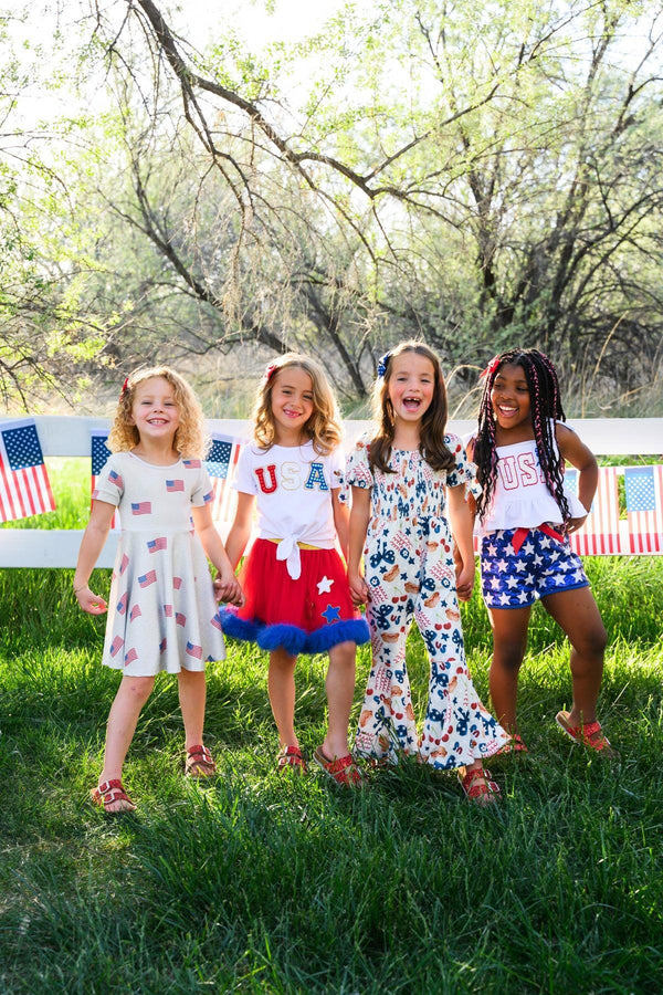 USA Bell Bottom Jumpsuit | Sparkle in Pink