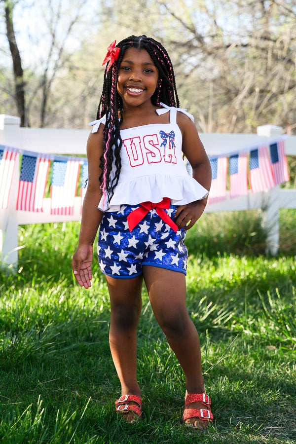"USA" Tank Sequin Short Set | Sparkle in Pink