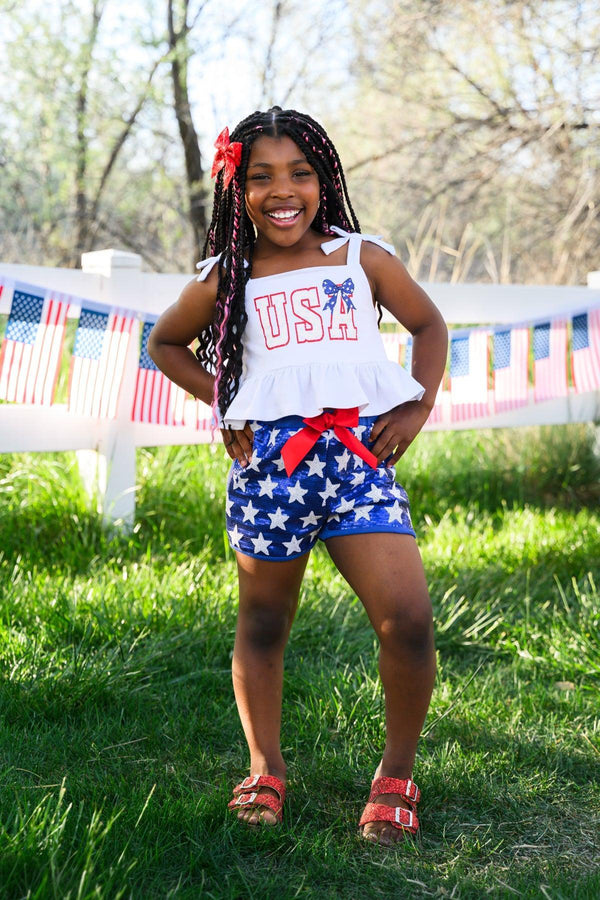 "USA" Tank Sequin Short Set | Sparkle in Pink