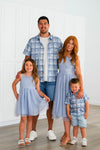 Blue Plaid Family Set | Sparkle in Pink