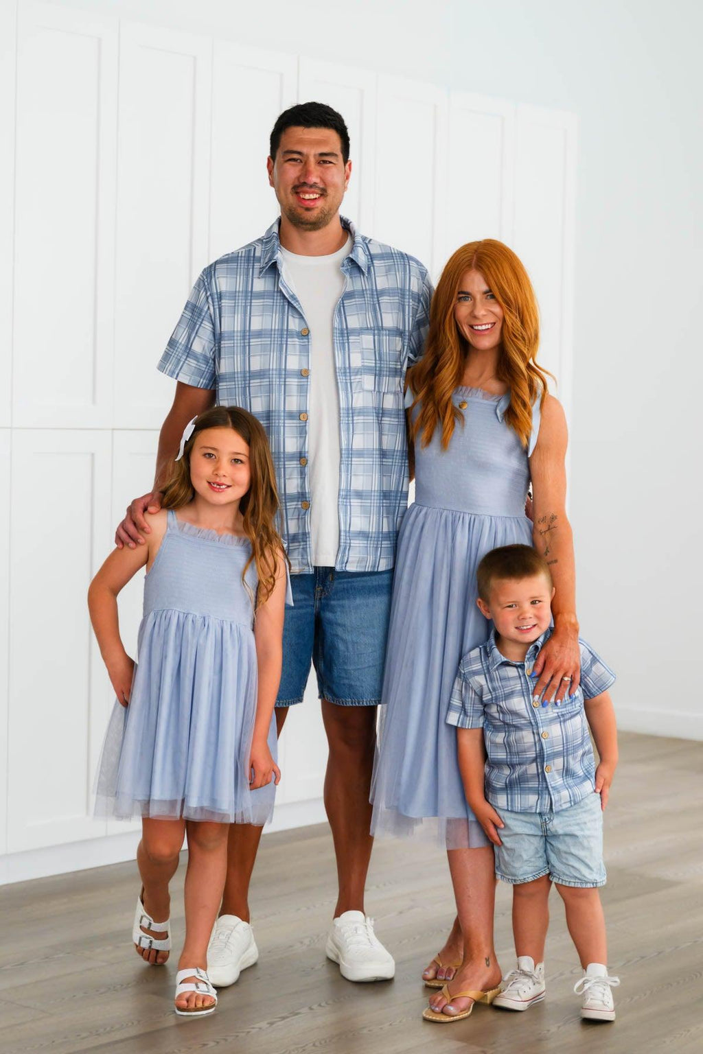 Blue Plaid Family Set | Sparkle in Pink