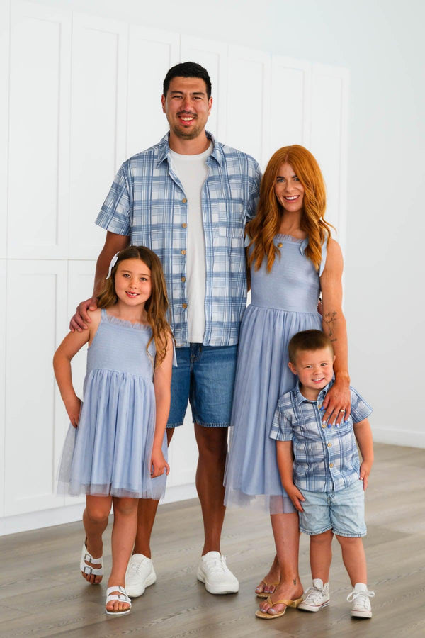 Blue Plaid Family Set | Sparkle in Pink