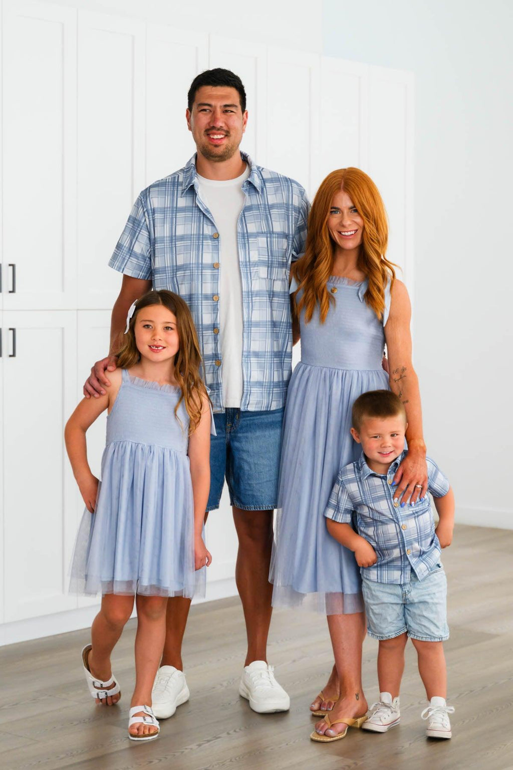 Blue Plaid Family Set | Sparkle in Pink