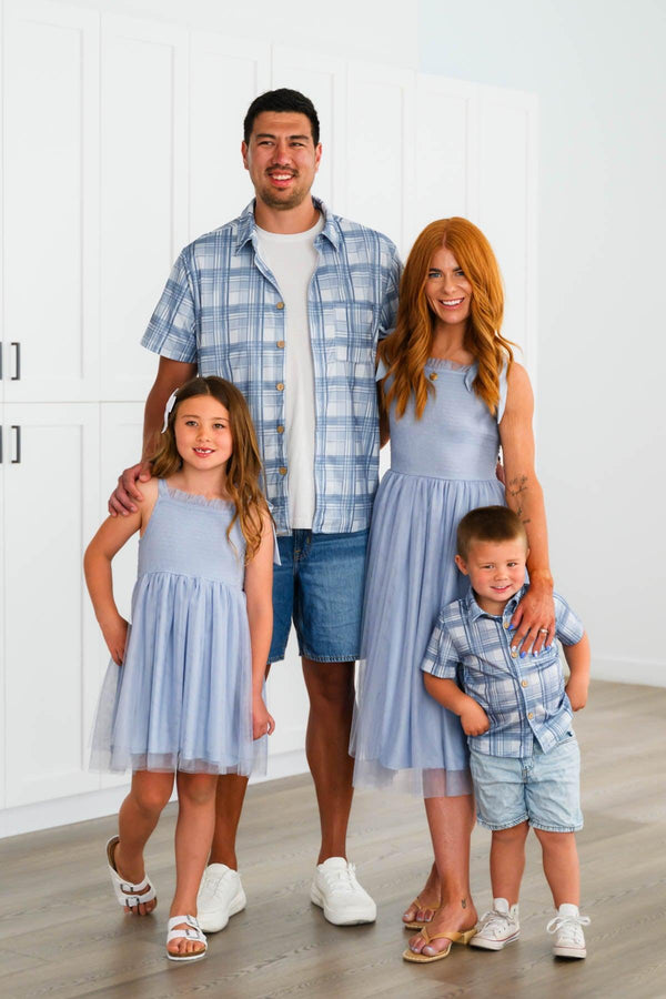 Blue Plaid Family Set | Sparkle in Pink