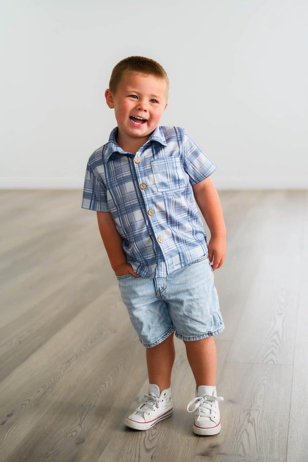 Blue Plaid Family Set | Sparkle in Pink