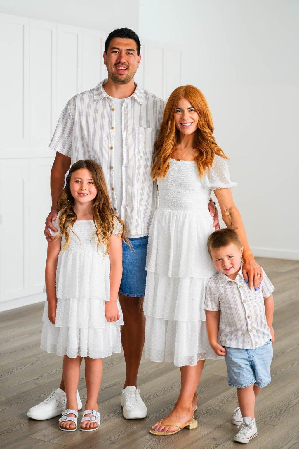 White Stripe Family Set | Sparkle in Pink