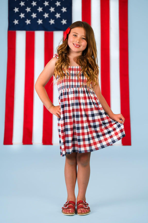 Red, White & Blue Plaid Family Set | Sparkle in Pink
