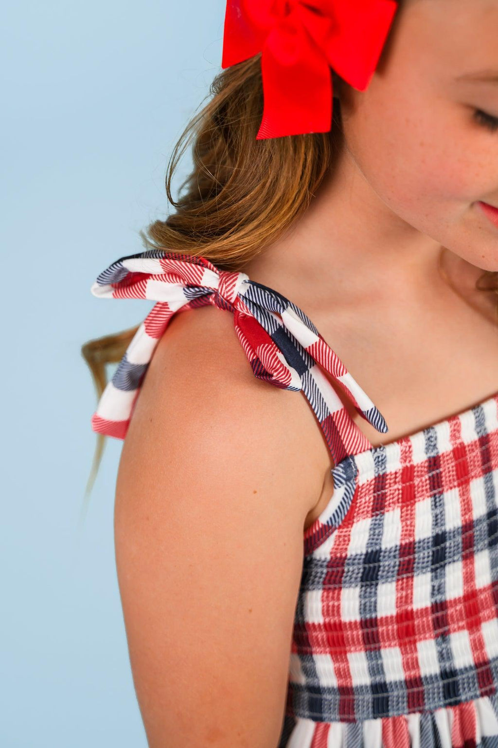 Red, White & Blue Plaid Family Set | Sparkle in Pink
