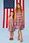 Red, White & Blue Plaid Family Set | Sparkle in Pink