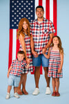 Red, White & Blue Plaid Family Set | Sparkle in Pink