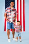Red, White & Blue Plaid Family Set | Sparkle in Pink