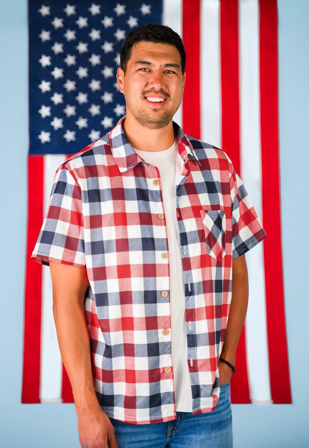Red, White & Blue Plaid Family Set | Sparkle in Pink