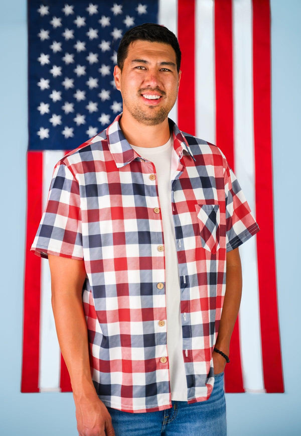 Red, White & Blue Plaid Family Set | Sparkle in Pink