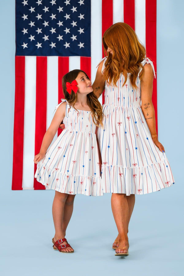 Mom & Me - Stars & Bows Stripe Dress | Sparkle in Pink