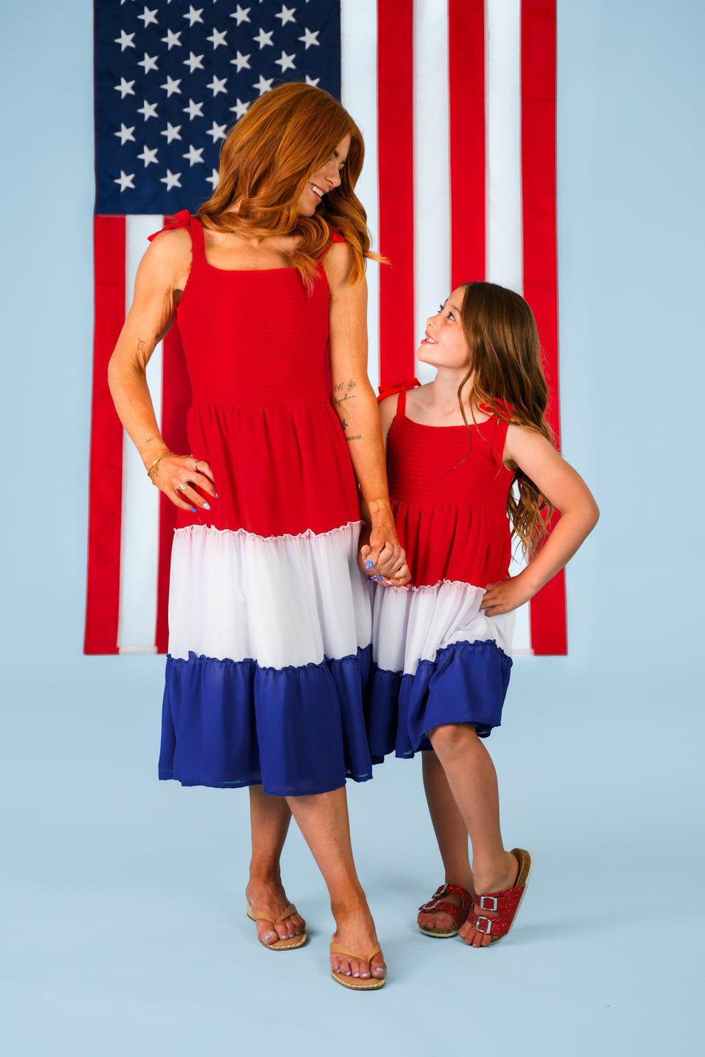 Mom & Me - Red, White & Blue Ruffle Dress | Sparkle in Pink