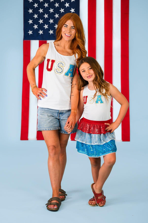 Mom & Me - "USA" Top & Skirt Set | Sparkle in Pink