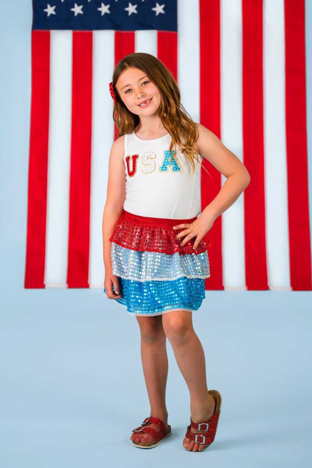 Mom & Me - "USA" Top & Skirt Set | Sparkle in Pink