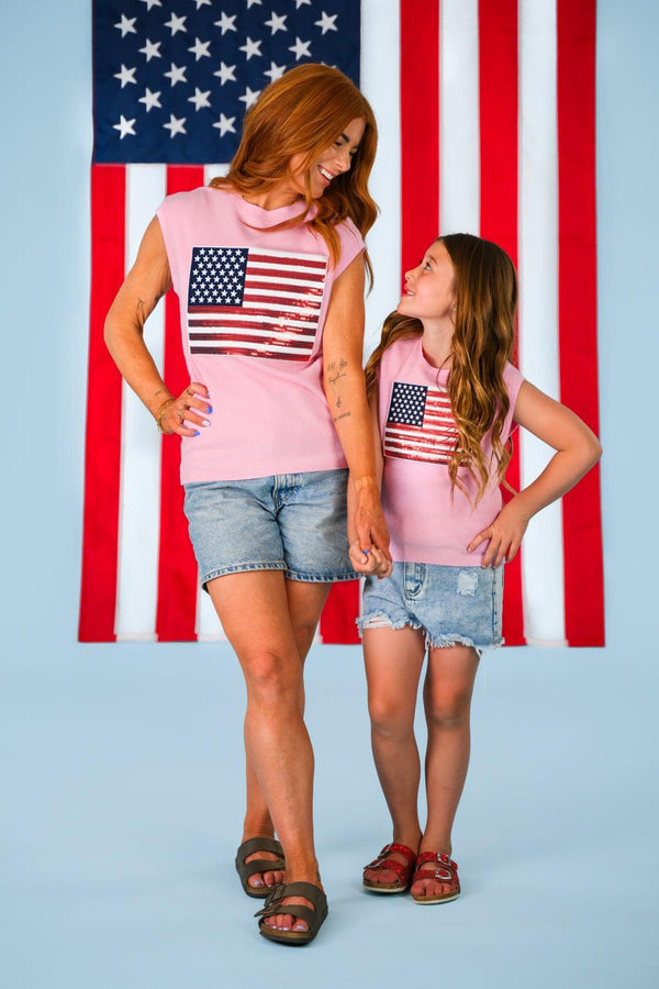 Mom & Me - Pink Flag Sweater Vest | Sparkle in Pink