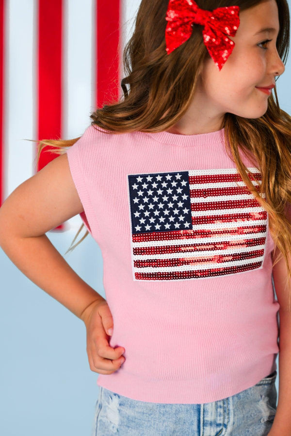 Mom & Me - Pink Flag Sweater Vest | Sparkle in Pink