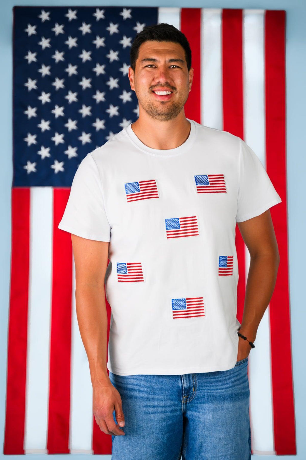 Red & White American Flag Tops