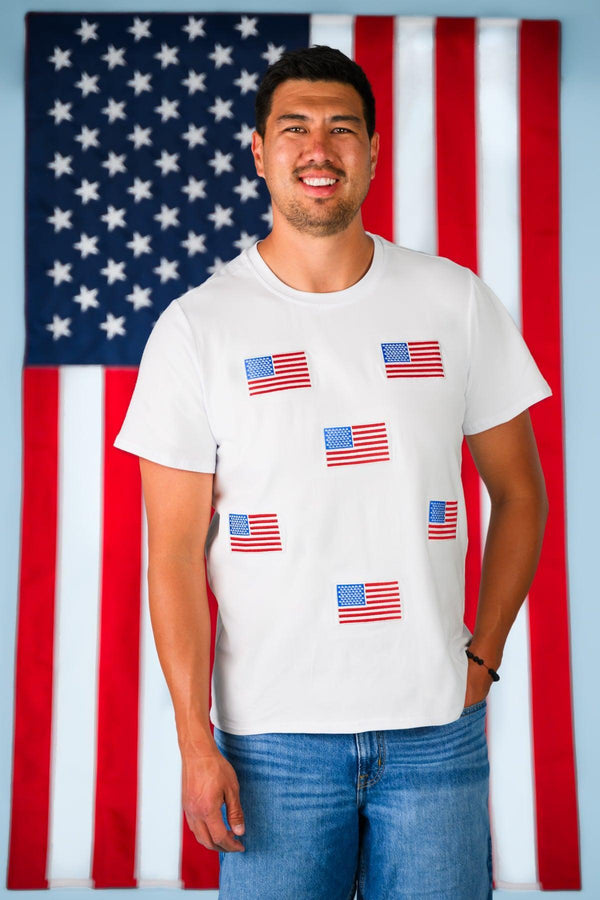 Red & White American Flag Tops