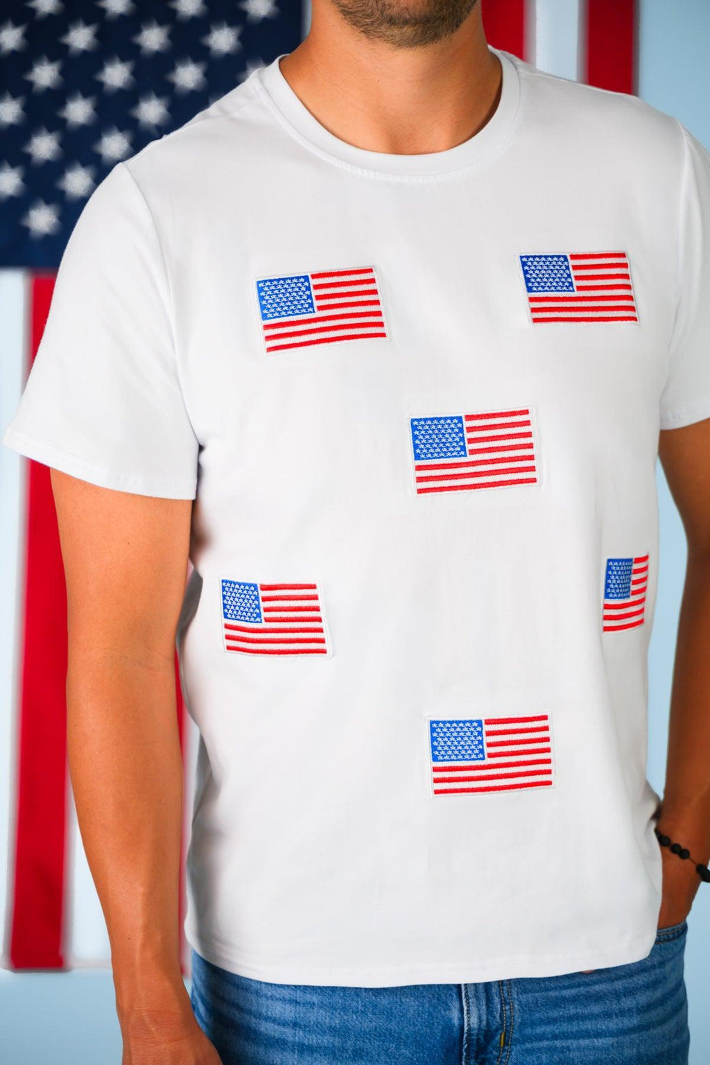 Red & White American Flag Tops