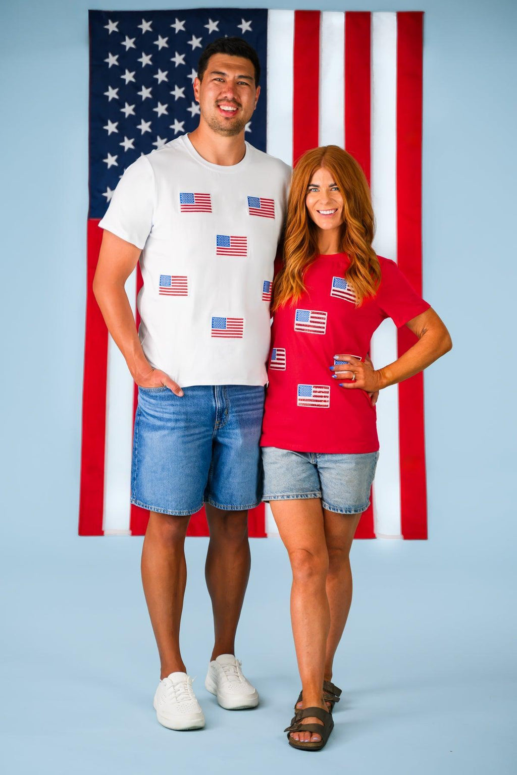 Red & White American Flag Tops