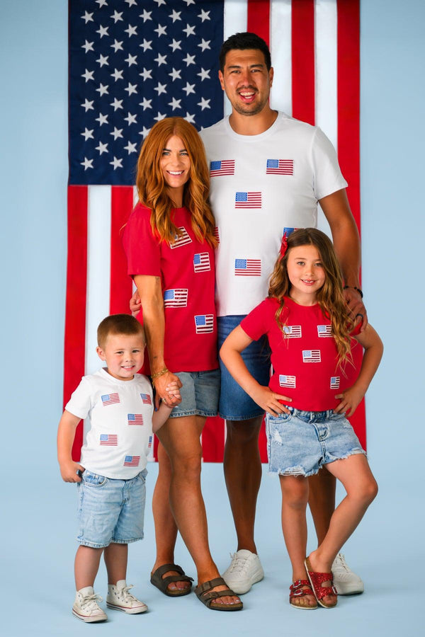 Red & White American Flag Tops