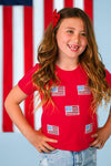 Red & White American Flag Tops