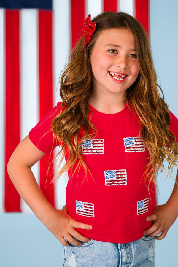 Red & White American Flag Tops