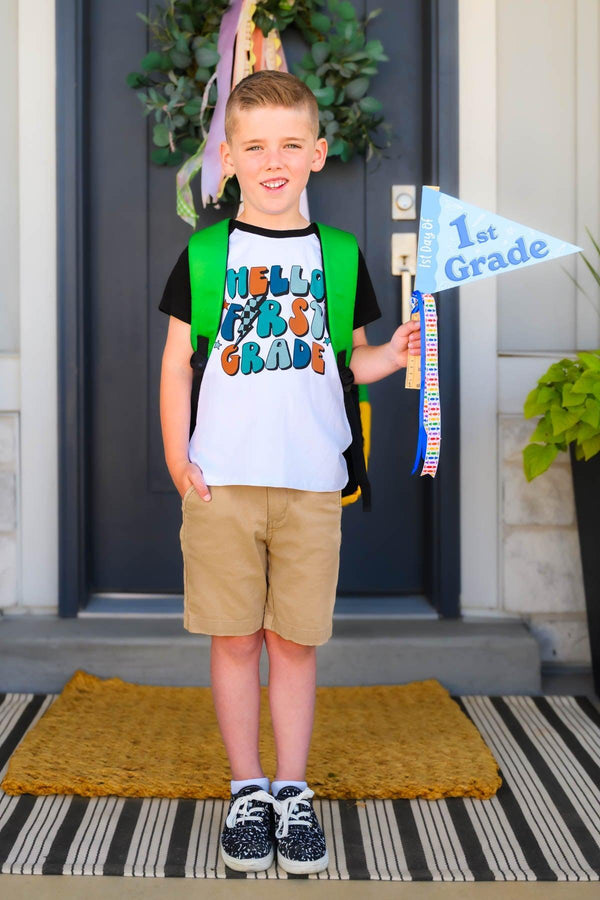"Hello Preschool - Fifth Grade" Black & White Top