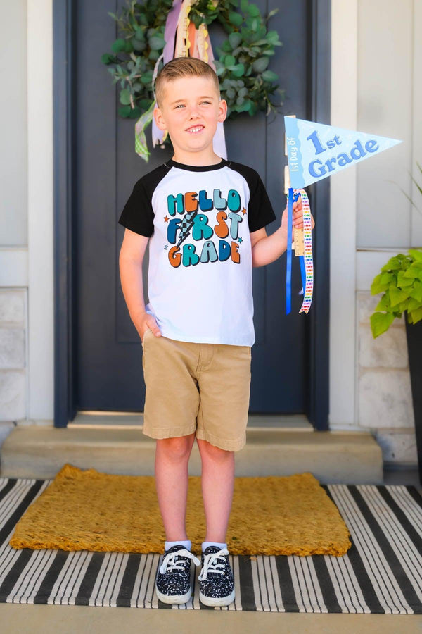 "Hello Preschool - Fifth Grade" Black & White Top