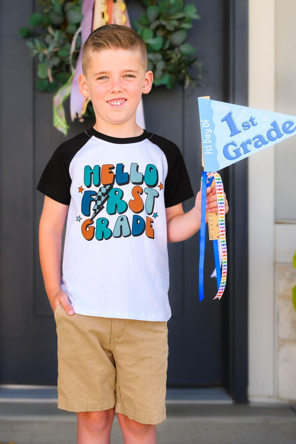 "Hello Preschool - Fifth Grade" Black & White Top