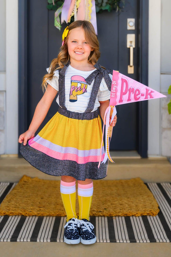"Pre-K - Fifth Grade" Pencil Suspender Skirt Set