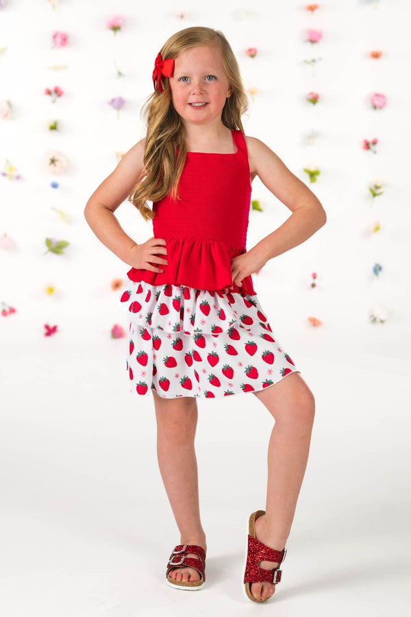 Red Strawberry Skirt Set | Sparkle in Pink