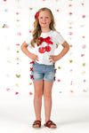 Cherry Bow Denim Short Set | Sparkle in Pink