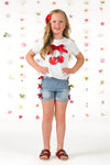 Cherry Bow Denim Short Set | Sparkle in Pink